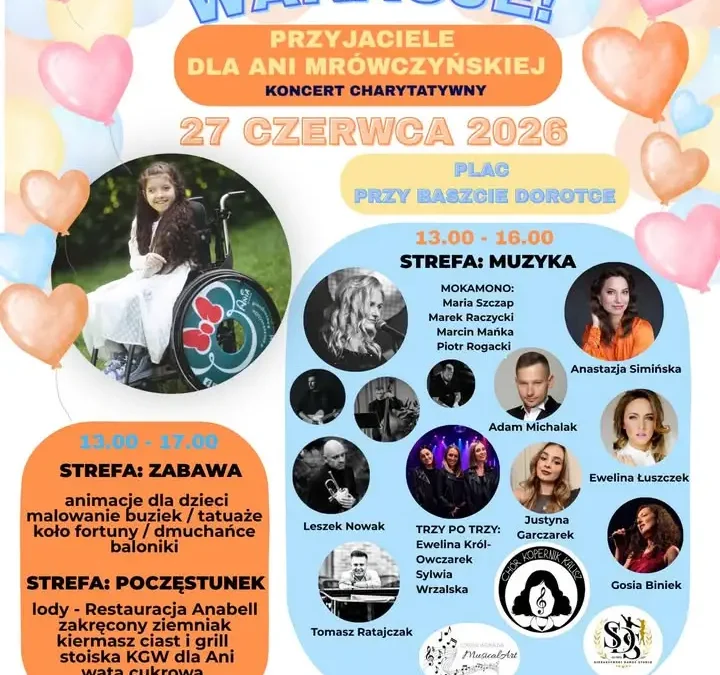 Koncert charytatywny dla Ani Mrówczyńskiej w Kaliszu – zbiórka na operację w Barcelonie