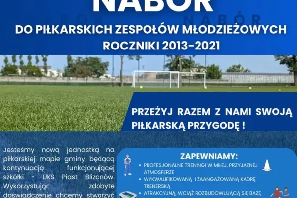Gminna Akademia Piłkarska Unia Blizanów ogłasza nabór do grup młodzieżowych