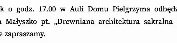 Wykład o drewnianej architekturze sakralnej Ziemi Kaliskiej w Narodowym Sanktuarium św. Józefa