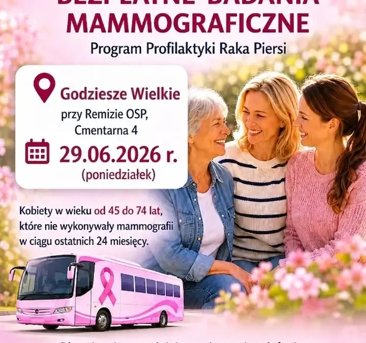 Bezpłatna mammografia w Godzieszach Wielkich – 29 czerwca 2026