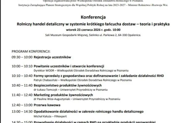 Bezpłatna konferencja o rolniczym handlu detalicznym w Sielinku