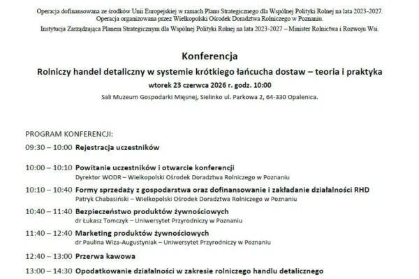 Bezpłatna konferencja o rolniczym handlu detalicznym w Sielinku