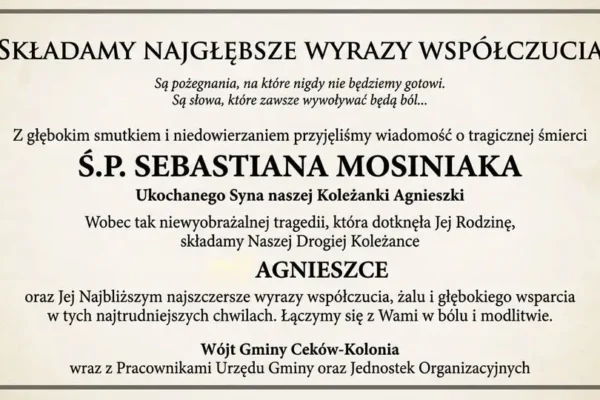 Wyrazy współczucia dla rodziny śp. Sebastiana Mosiniaka