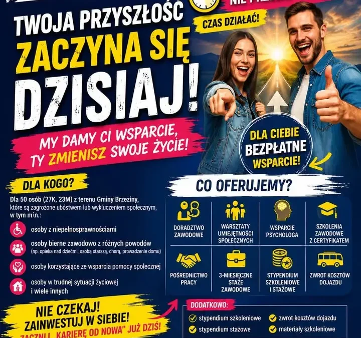 Ostatnie wolne miejsca w projekcie „Kariera od Nowa” w gminie Brzeziny