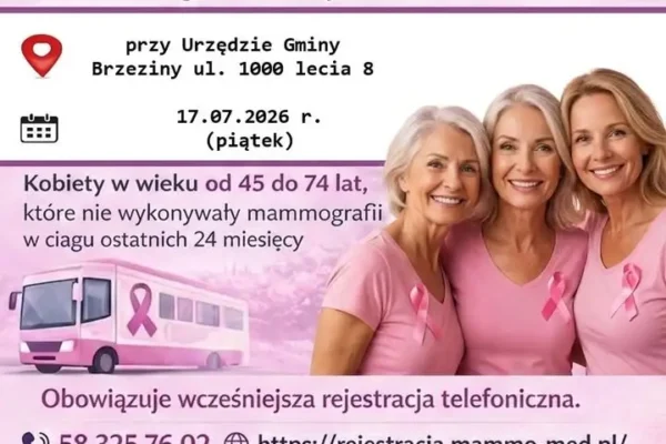 Bezpłatne badania mammograficzne w Brzezinach – 17 lipca 2026