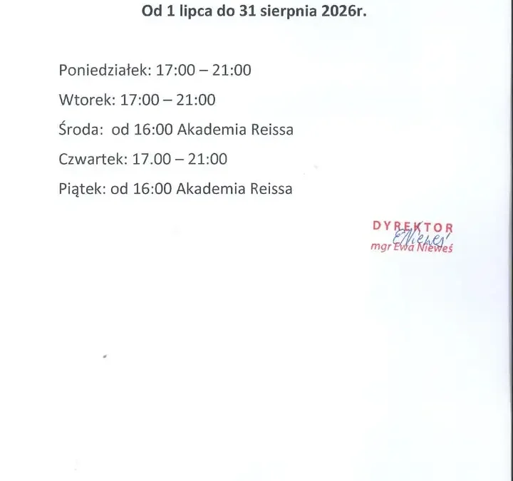 Wakacyjny harmonogram Orlika w Brzezinach – od lipca do sierpnia 2026