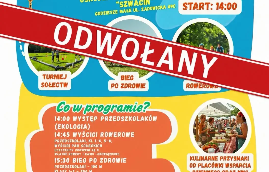 Odwołanie festynu „W zdrowym ciele, zdrowy duch” z powodu upałów