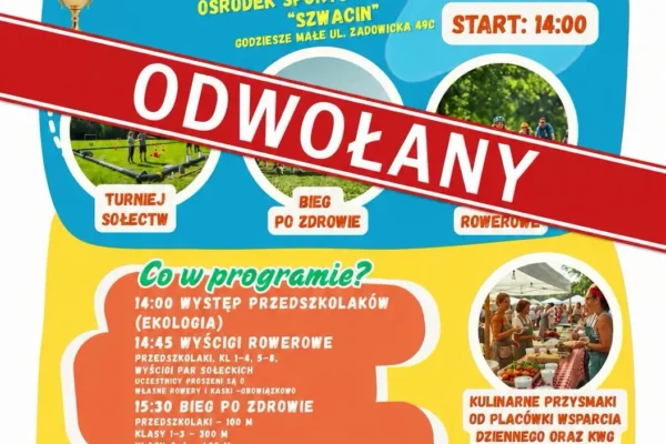 Odwołanie festynu „W zdrowym ciele, zdrowy duch” z powodu upałów