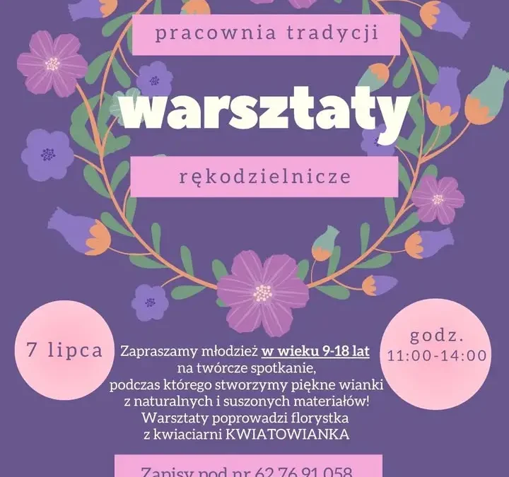 Warsztaty tworzenia wianków dla młodzieży w Żelazkowie