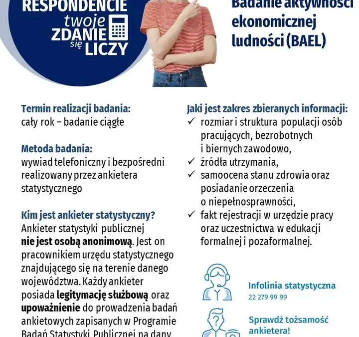 Urząd Statystyczny w Poznaniu prowadzi Badanie Aktywności Ekonomicznej Ludności w 2026 roku
