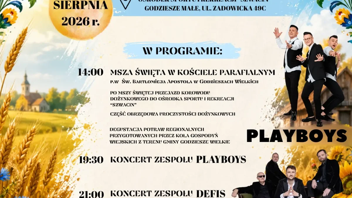 Dożynki Gminno-Parafialne w Godzieszach Wielkich już 15 sierpnia