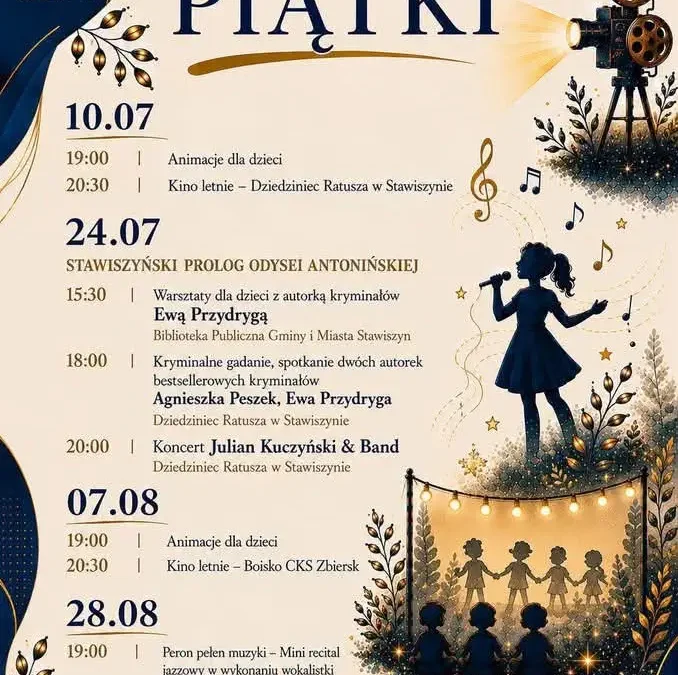Letnie wieczory na dziedzińcu Ratusza w Stawiszynie – animacje i kino