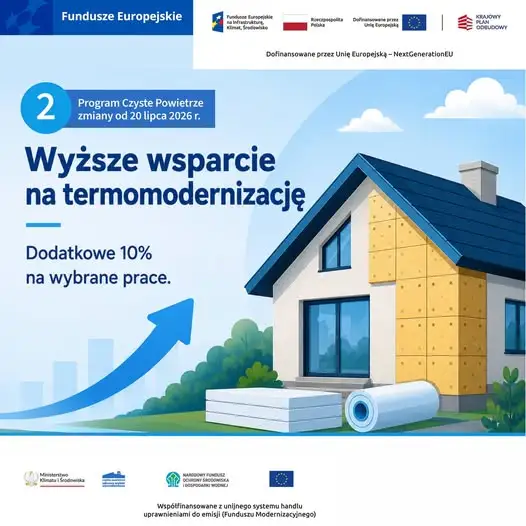 Program Czyste Powietrze: łatwiejszy dostęp i wyższe dotacje od 20 lipca
