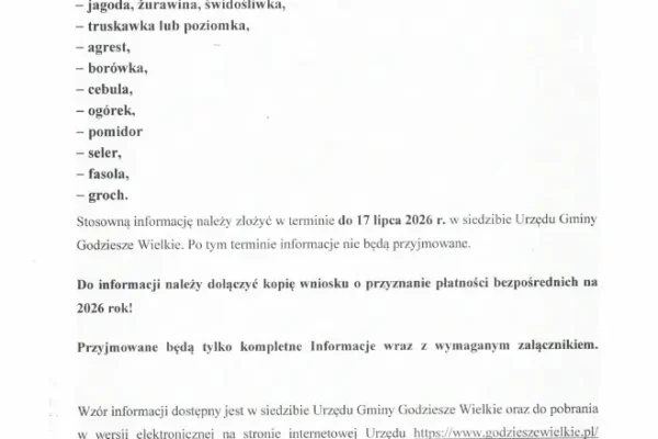 Rolnicy z gminy Godziesze Wielkie mogą zgłaszać straty w uprawach po upałach