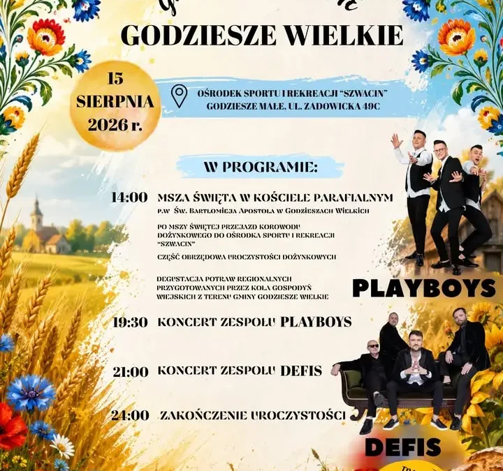 Dożynki Gminno-Parafialne w Godzieszach Wielkich już 15 sierpnia 2026