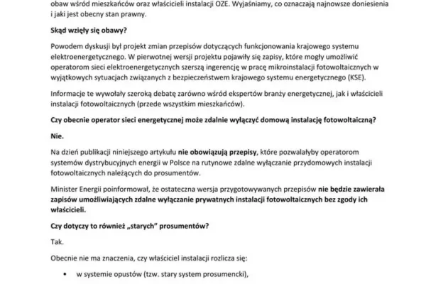 Czy operator sieci może wyłączyć domową fotowoltaikę? Wyjaśniamy fakty