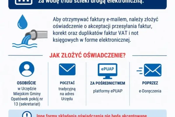 Gmina Opatówek wprowadza e-faktury za wodę i ścieki od 1 sierpnia