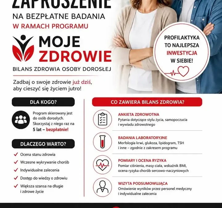 Bezpłatne badania w Brzezinach – program „Moje Zdrowie” dla dorosłych