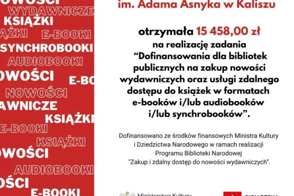 Kaliska biblioteka z dofinansowaniem na nowości wydawnicze i e-booki