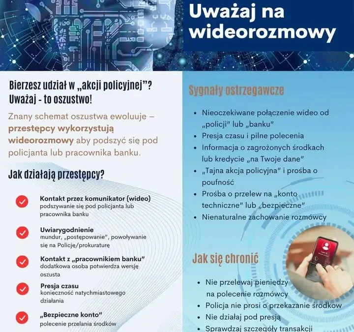 Policja ostrzega przed oszustwami na wideorozmowy – podają się za funkcjonariuszy