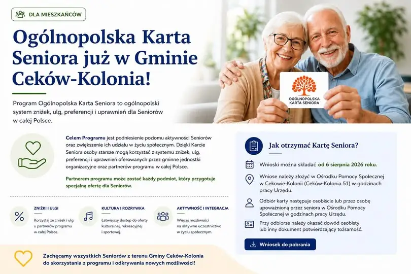 Ogólnopolska Karta Seniora dostępna w Gminie Ceków-Kolonia