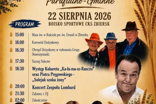 Dożynki Parafialno-Gminne w Stawiszynie – święto plonów 22 sierpnia w Zbiersku