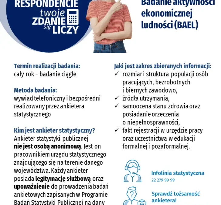 GUS prowadzi Badanie aktywności ekonomicznej ludności – sprawdź, czy ankieter jest prawdziwy