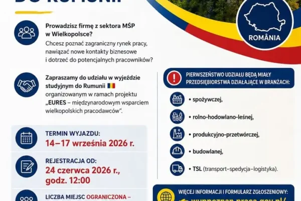 Bezpłatny wyjazd studyjny do Rumunii dla wielkopolskich pracodawców – nabór trwa