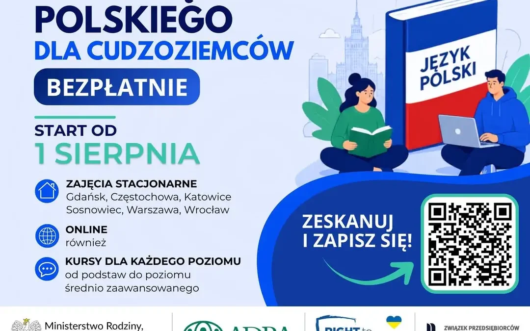Bezpłatne kursy polskiego dla cudzoziemców – rusza rekrutacja do projektu ADRA