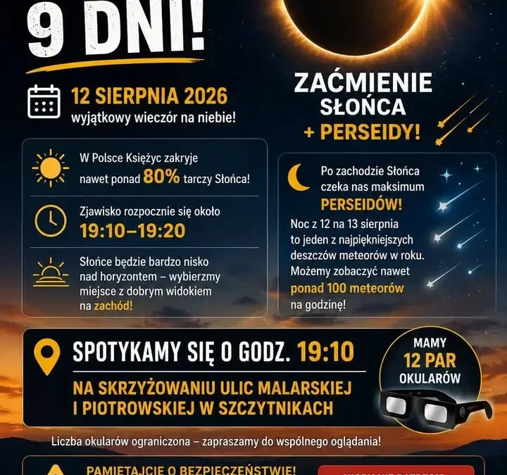 Częściowe zaćmienie Słońca i Perseidy – wspólna obserwacja w Szczytnikach już 12 sierpnia