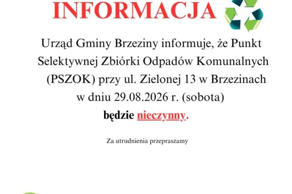PSZOK w Brzezinach nieczynny w sobotę 29 sierpnia