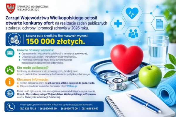 150 tys. zł na projekty zdrowotne w Wielkopolsce – konkursy dla NGO do 28 sierpnia