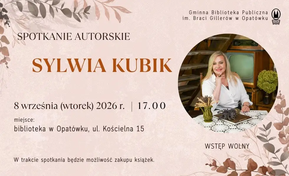 Spotkanie z Sylwią Kubik w Opatówku – 8 września w bibliotece