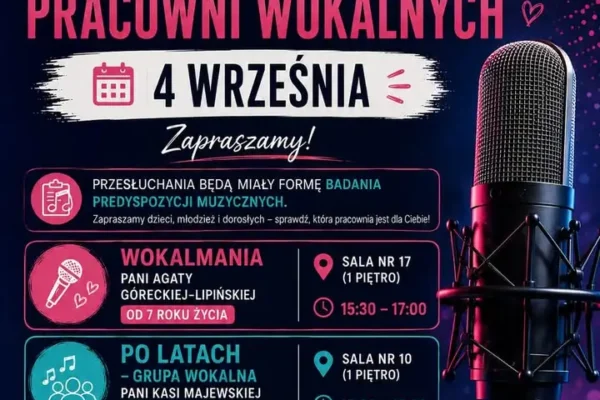 Przesłuchania do pracowni wokalnych w MDK Kalisz – 4 września