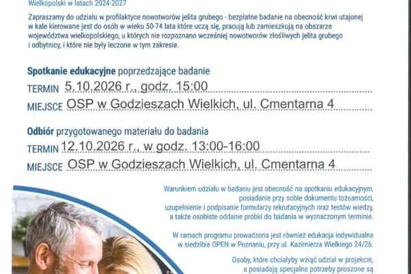 Bezpłatne badania profilaktyczne jelita grubego dla mieszkańców Wielkopolski