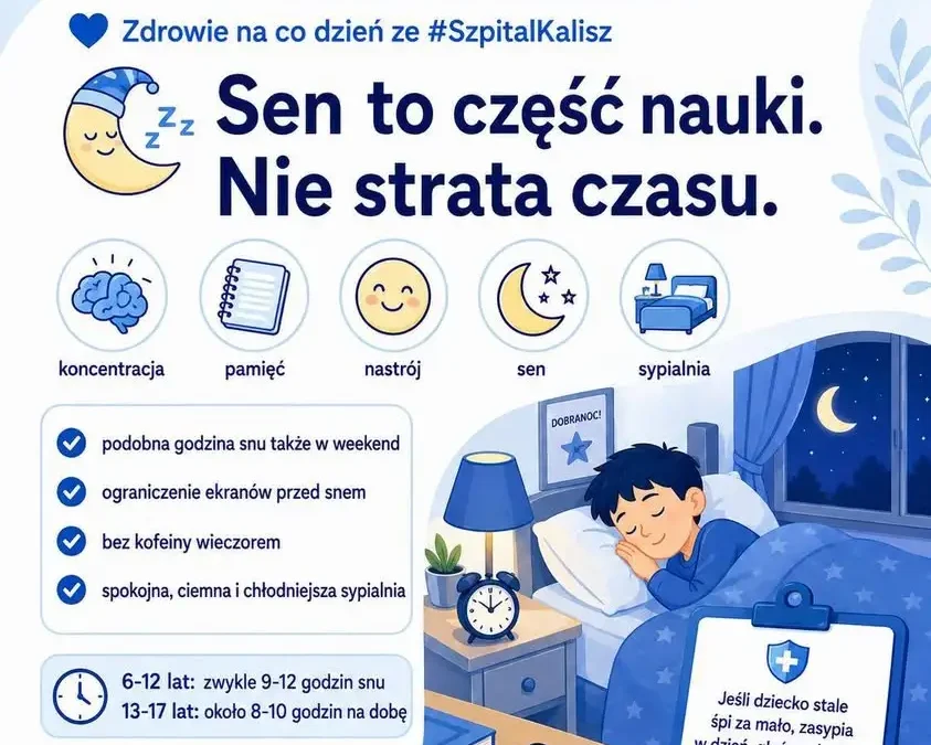 Jak zadbać o sen dziecka po wakacjach? Porady specjalistów ze Szpitala w Kaliszu