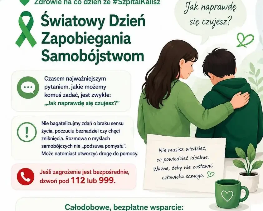 Światowy Dzień Zapobiegania Samobójstwom – gdzie szukać pomocy w Kaliszu i całej Polsce
