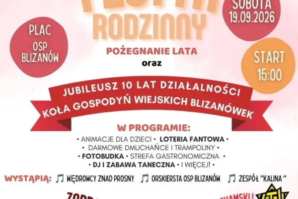 10-lecie KGW Blizanówek: Festyn Rodzinny z koncertem i zabawą taneczną