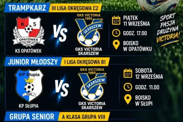Weekend z Victorią Skarszew – trzy mecze, trzy szanse na kolejne zwycięstwa