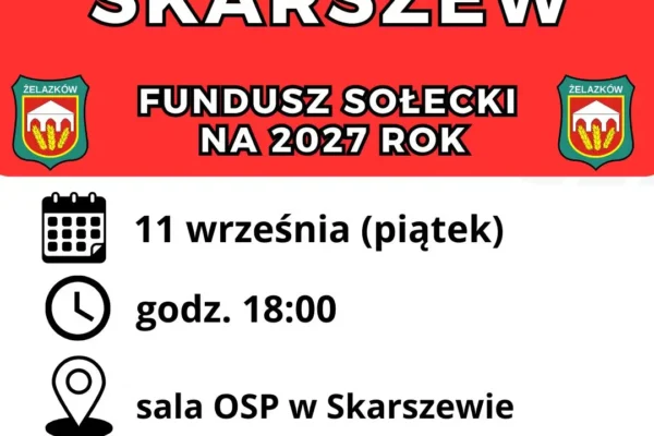 Skarszew: zebranie wiejskie o funduszu sołeckim na 2027 rok