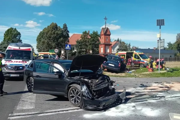 Zderzenie dwóch aut w Borkowie Nowym. Rannych zostało sześć osób