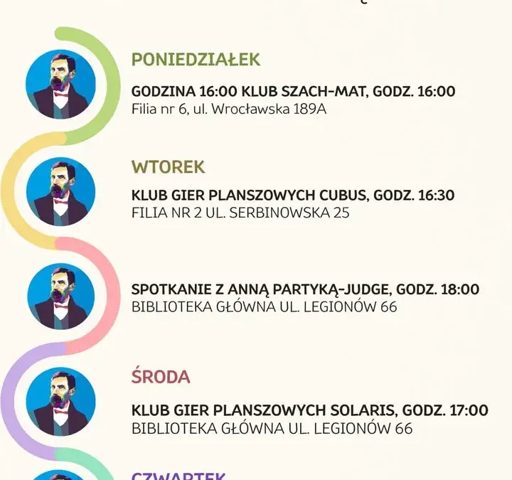 Miejska Biblioteka Publiczna w Kaliszu zaprasza na kluby biblioteczne i spotkanie z Anną Partyką-Judge