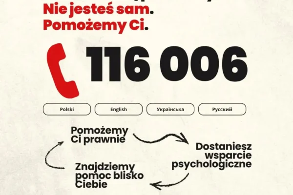 Ogólnopolska Linia Pomocy Pokrzywdzonym 116 006 – wsparcie dla ofiar przemocy