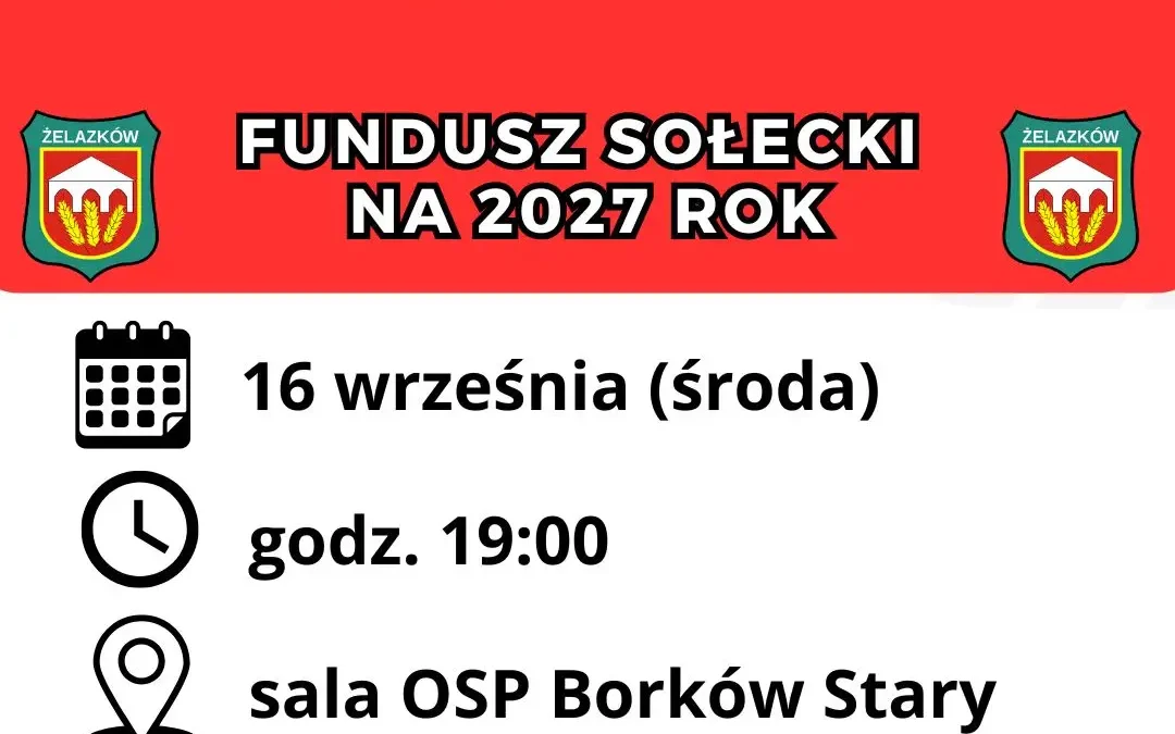 Zebranie wiejskie w Borkowie Starym: mieszkańcy zdecydują o funduszu sołeckim na 2027 rok