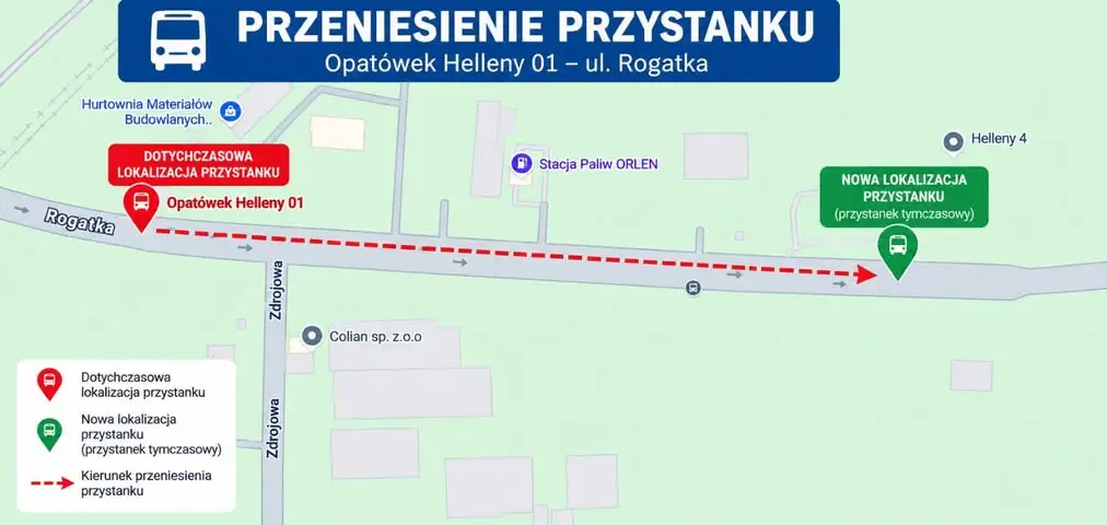 Opatówek: przystanek Helleny 01 zmienia lokalizację od 18 września