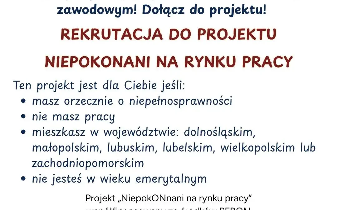 Nowy projekt aktywizacji zawodowej dla osób z niepełnosprawnościami