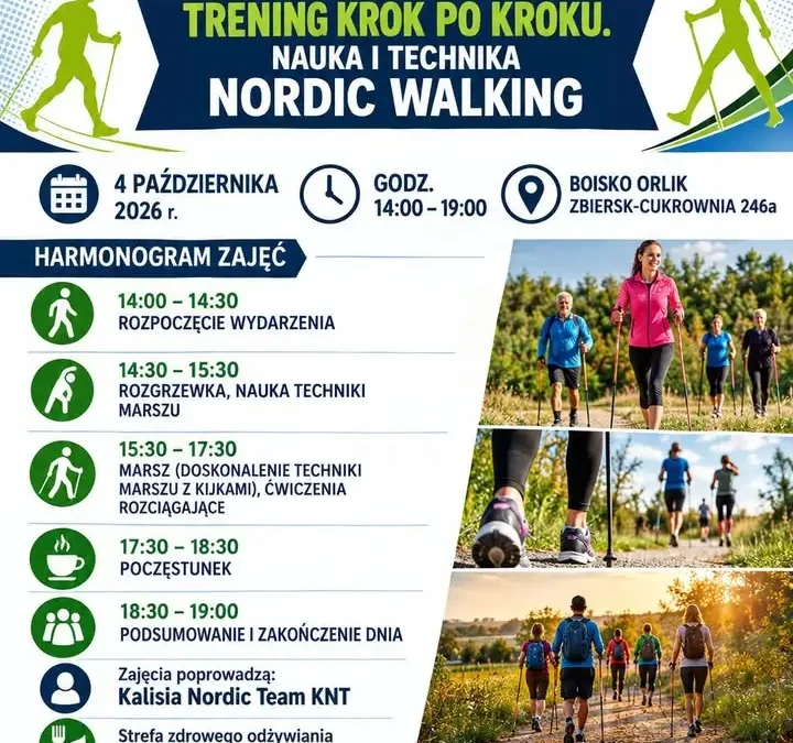 Nordic walking na Orliku w Zbiersku-Cukrowni – ostatnie zajęcia Programu „Aktywny Orlik”