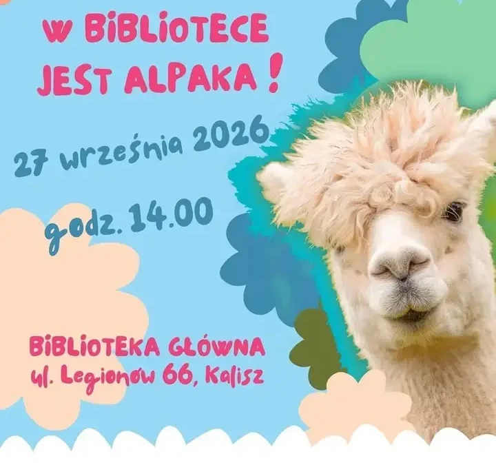 Alpaki Collin, Rożek, Pedro i Maciuś odwiedzą Bibliotekę Główną w Kaliszu