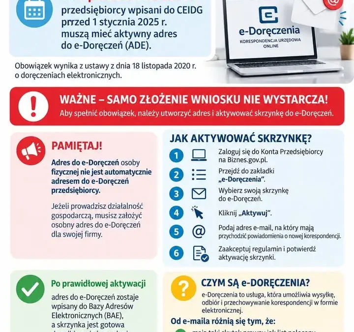 E-Doręczenia dla firm: od 1 października 2026 obowiązkowy adres ADE