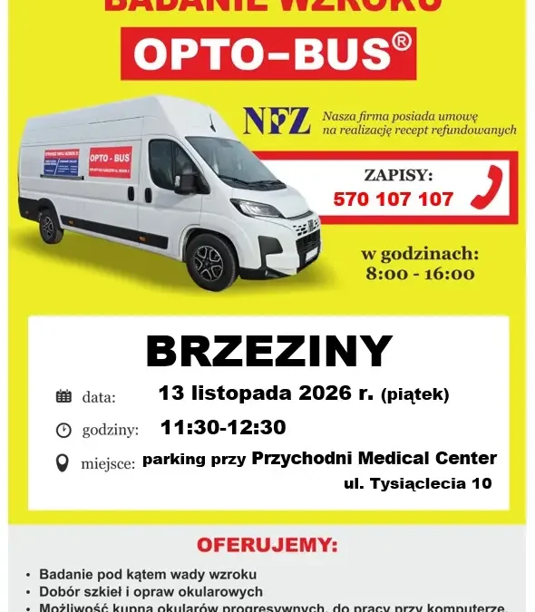 Bezpłatne badania wzroku w Gminie Brzeziny – 13 listopada 2026